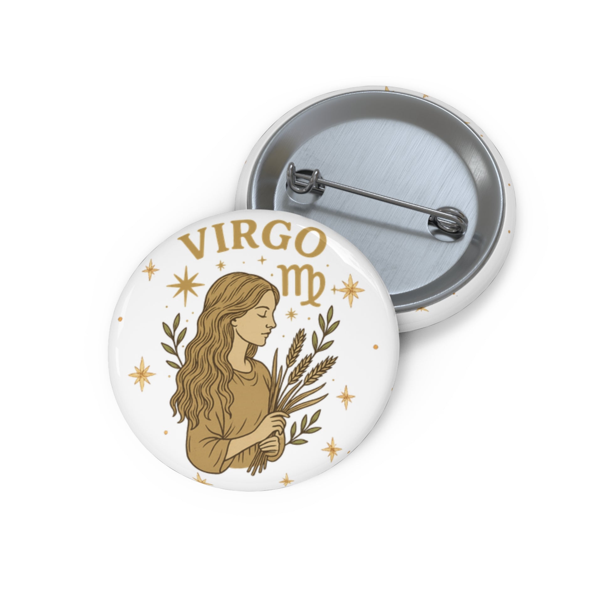 Custom Virgo Pin Buttons, Zodiac Gifts for Her, Astrology Accessories, Personalized Buttons, Unique Birthday Gifts