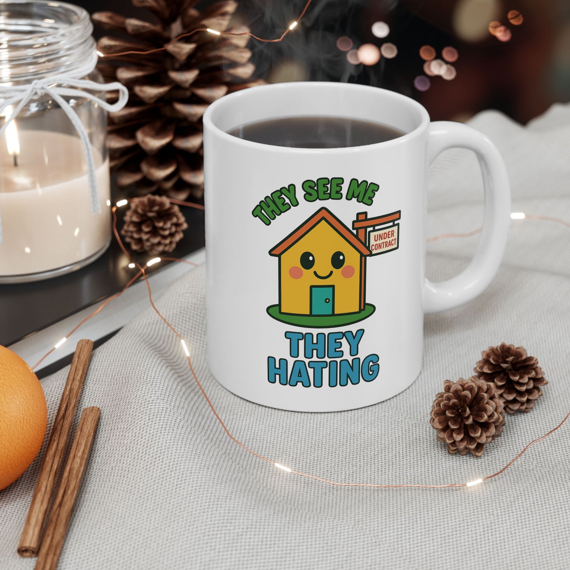 Cute Home Under Contract Ceramic Mug, Perfect Gift for Realtors, Housewarming, Coffee Lover, Homebuyer Celebration, 11oz or 15oz